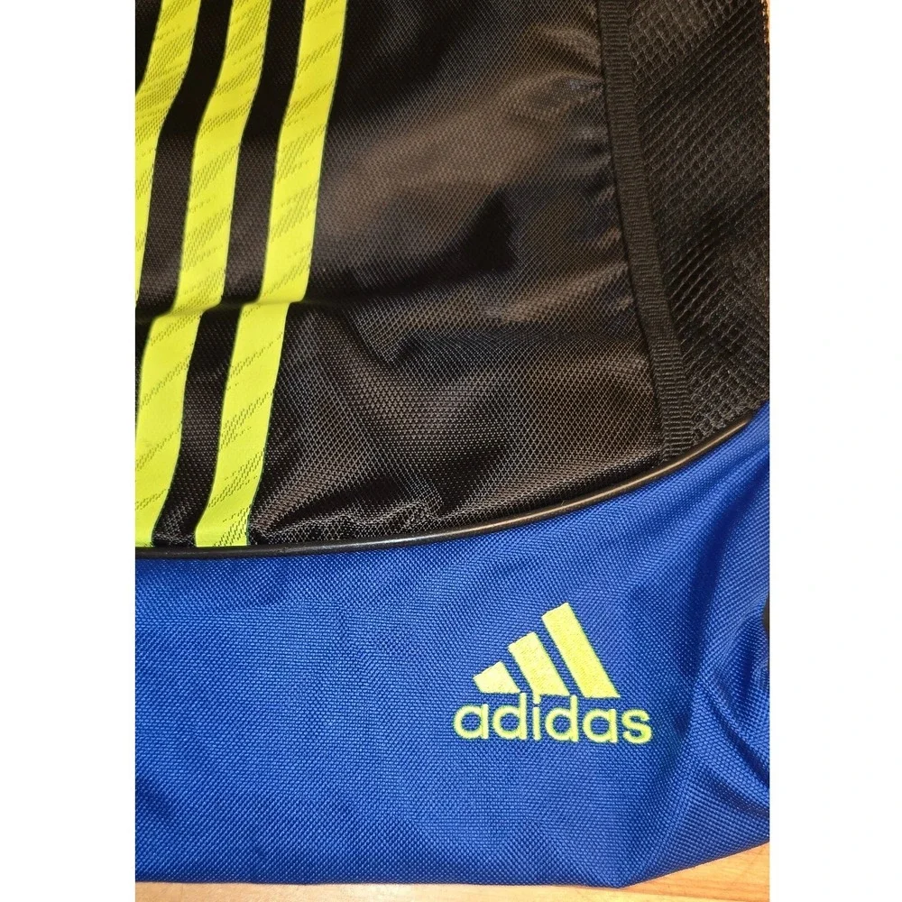 Adidas Drawstring Gym Bag Blue Black Neon Yellow Cinch Sack 104148-K